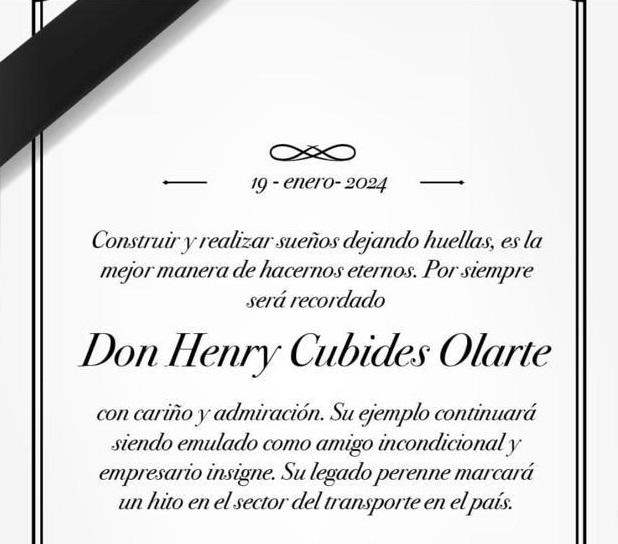Lamentamos profundamente el fallecimiento de Henry Cubides Olarte